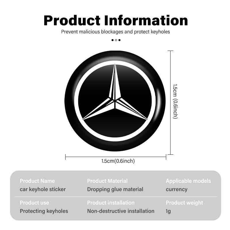 AABGW1 For Benz 14mm Car Key Stickers Remote Control Keyfob Case Emblem Decorat Accessory Exclusive AMG W124 W203 W204 SPRINTER V CLASS