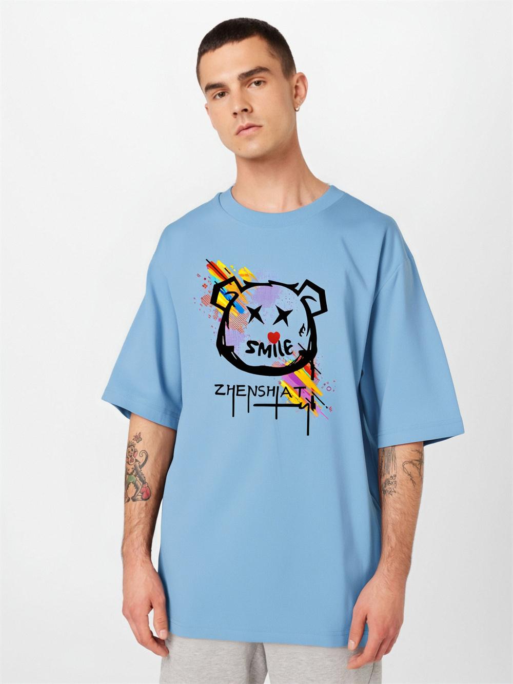 

INS Fashion Men Short Sleeves T-shirt 100% Cotton Casual Tee Large Size S червоний