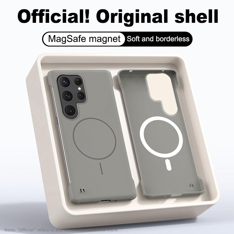 Frameless Wireless Charge Case For Samsung S25 Edge S24 FE S23 Ultra S22 Magnetic Shockproof Slim Hard PC Phone Cover
