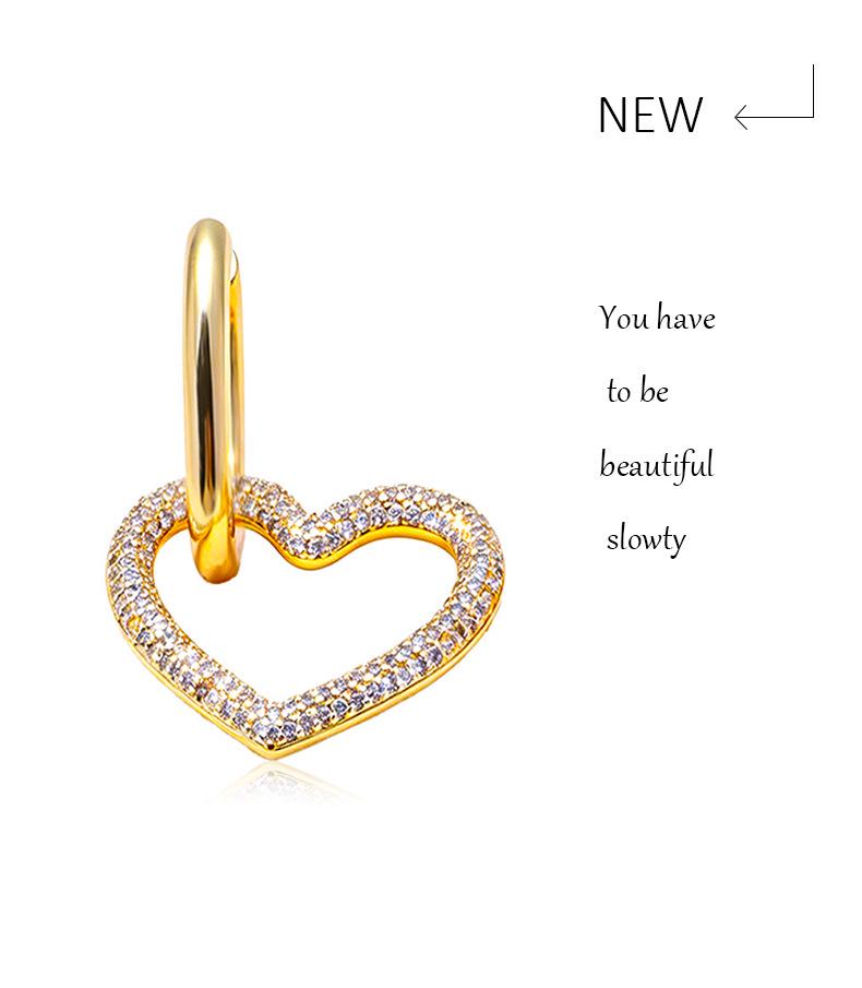 18K Gold-Plated Heart-Shaped Zircon Stud Earrings - European & American Fashion