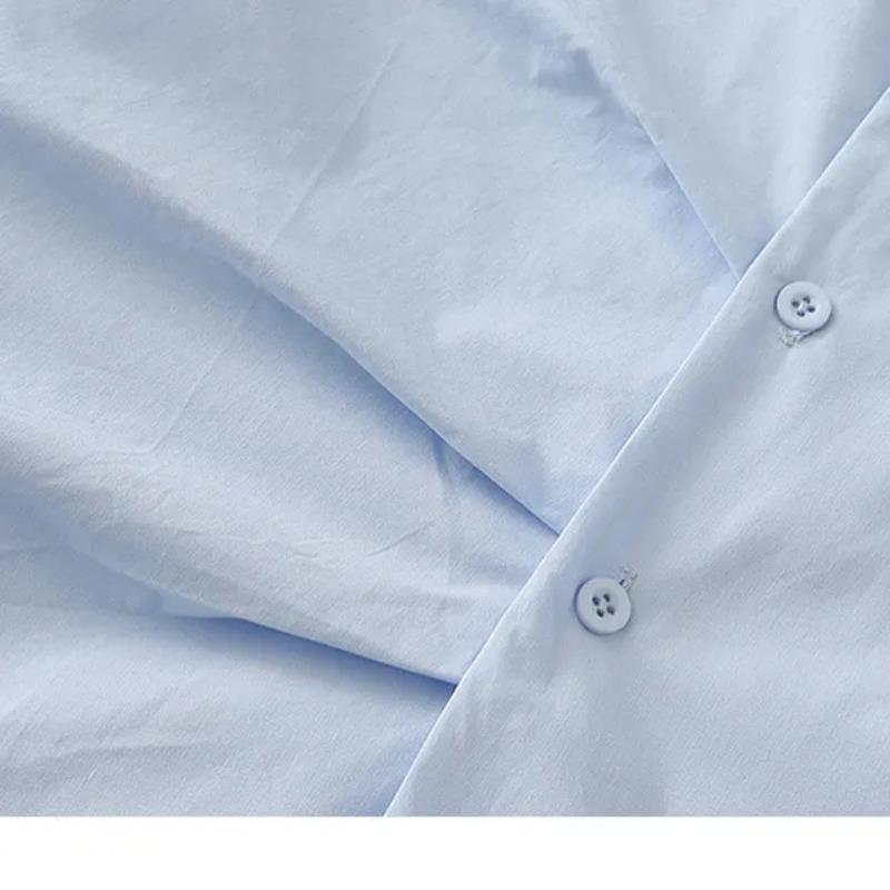 Niche Pure Cotton Design Pleated Fashionable Women's Spring and Summer New Korean Style Casual Long-sleeved Shirt White Short Shirt