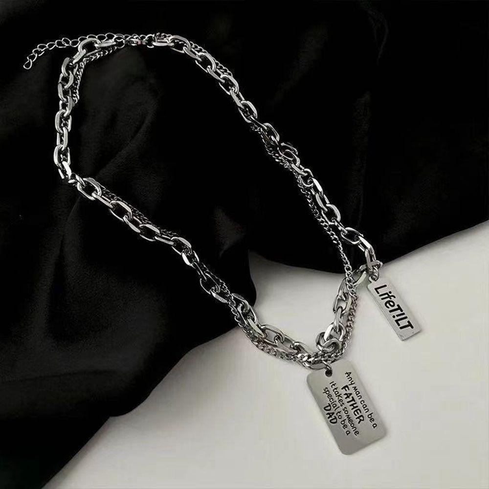 

Double-layer Necklace Punk Necklace Letter Necklace Women Clavicle Chain Korean Style Necklace срібний