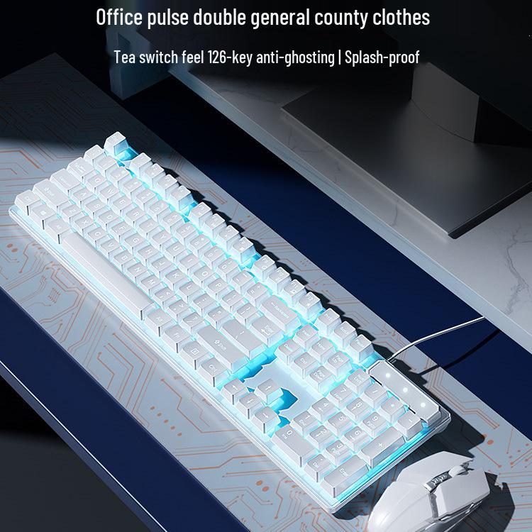 Mechanical Desktop Gaming Keyboard & Mouse Set for PC and Laptop