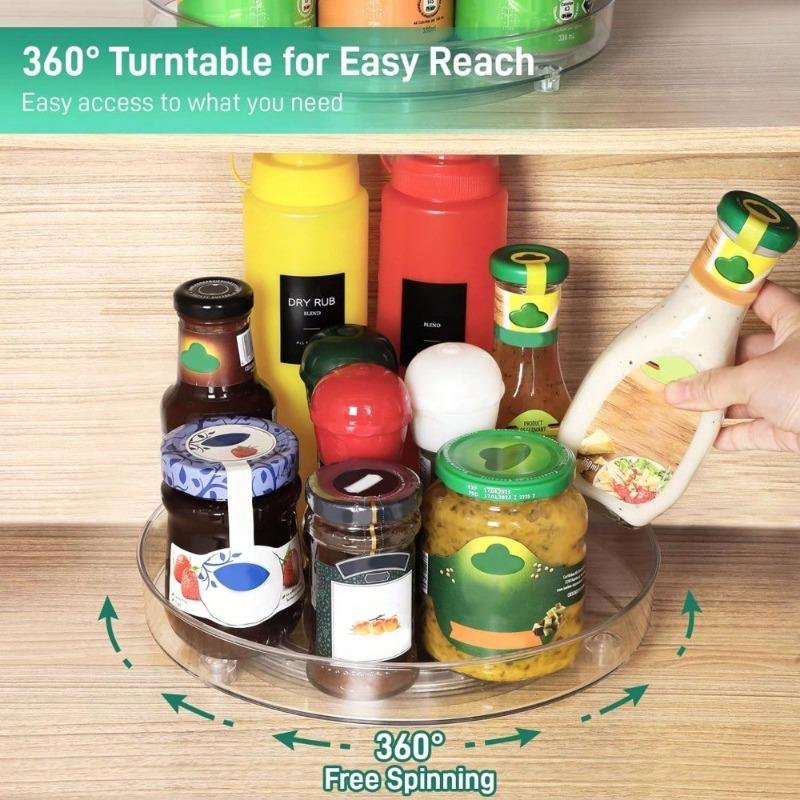 Turntable for Cabinet, Refrigerator Organizer for Pantry Organizers and Storage, Non-Skid Fridge Organizer