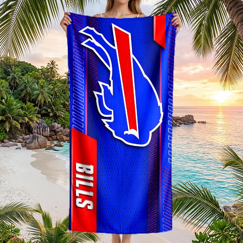 Bills Team Fashion Beach Towel: Ideal for Summer Adventures Soft, Absorbent and Quick Drying Suitable for Swimming and Bathing