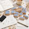 16pcs Delicate Carving Wooden Rubber Stamp Set Clear Imprint Rectangle Stamp Set  For DIY Crafts
