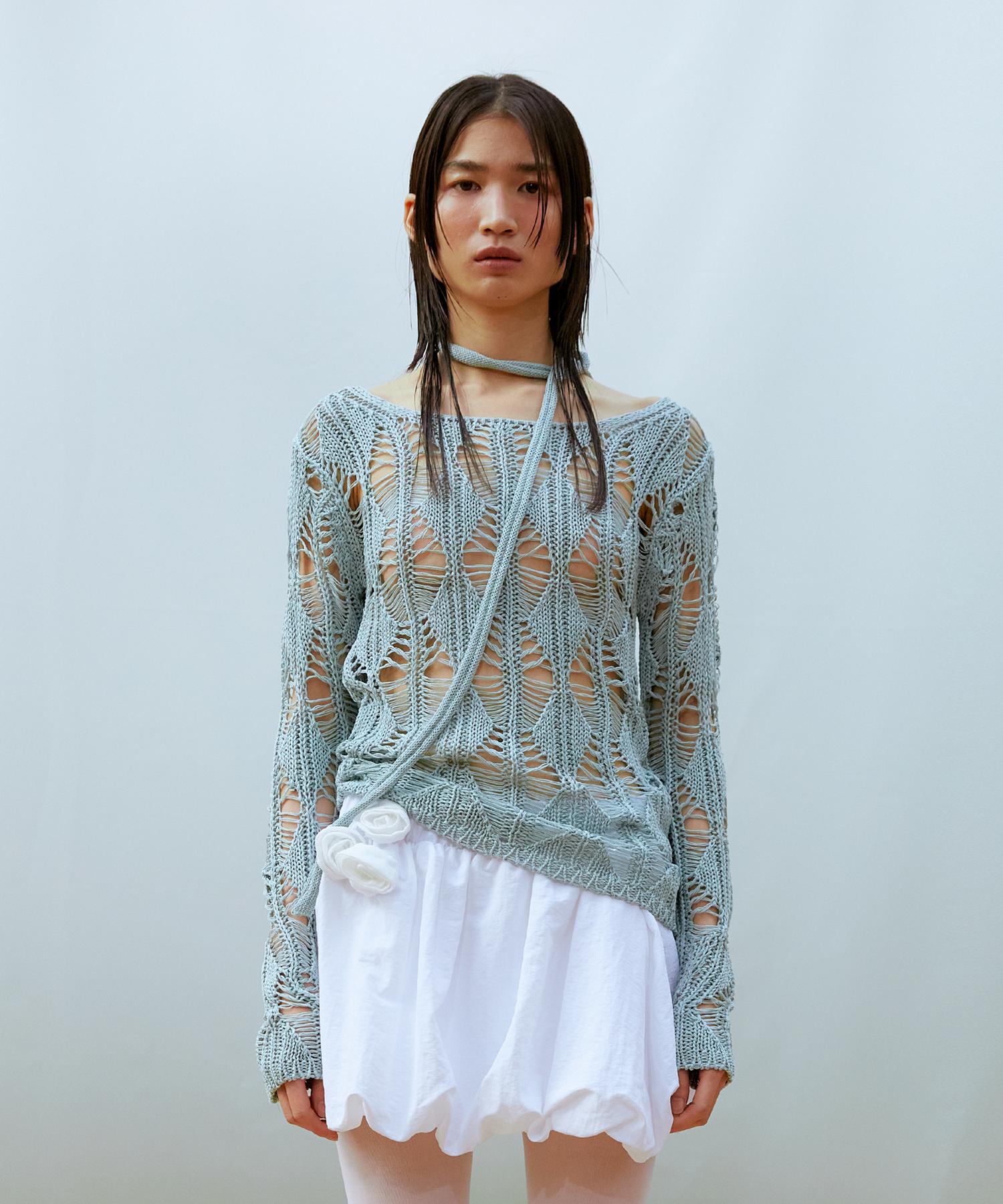 Thirteen Months Scarf Set Knit Top (Mint) Mint