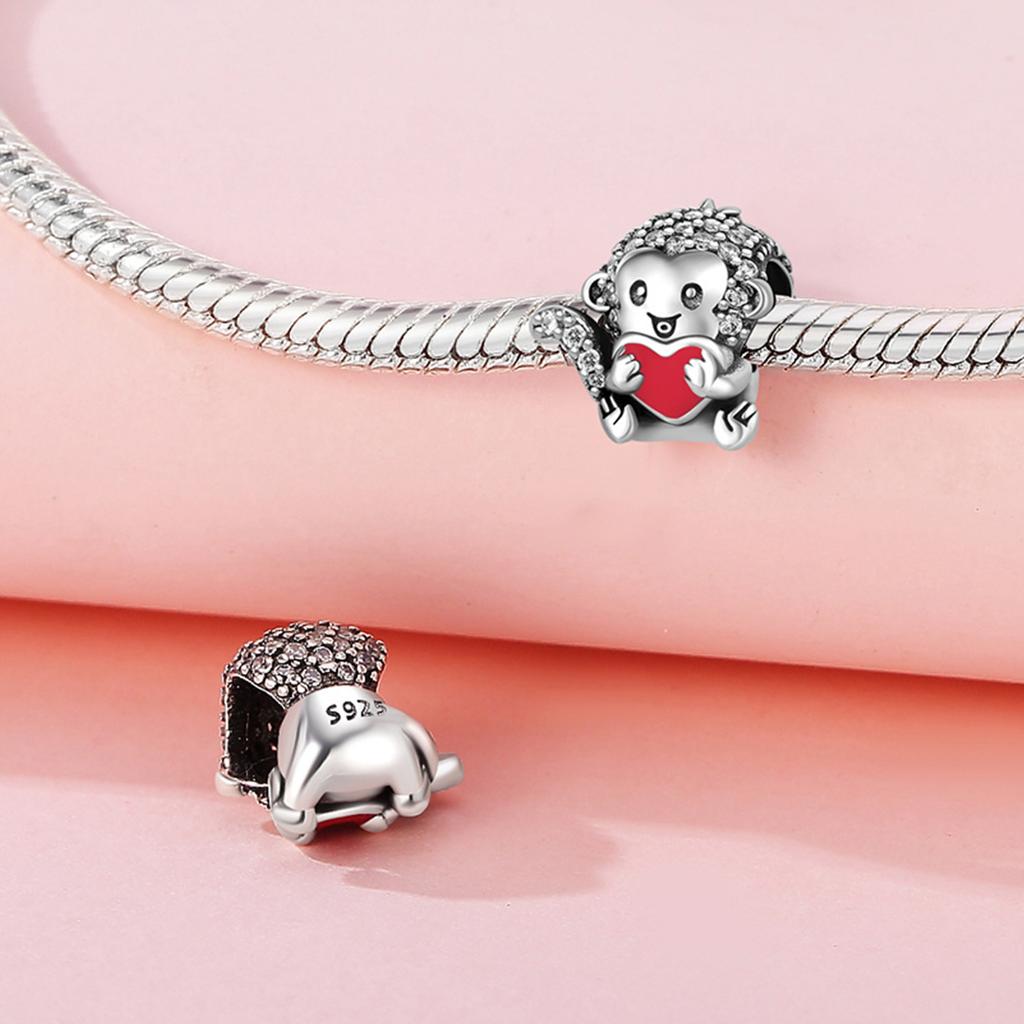 Authentic Original Copper Metal Charm Bead Components Luxury Hug Love Heart Monkey Animal Bead Components Compatible With Bracelet High Quality Fine