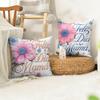 Feliz Dia MaMa Flowerss Cushion Cover Natural Linen Organic Fabric DoubleSided Printing Sofa Home Decor Gift Pillow Cover