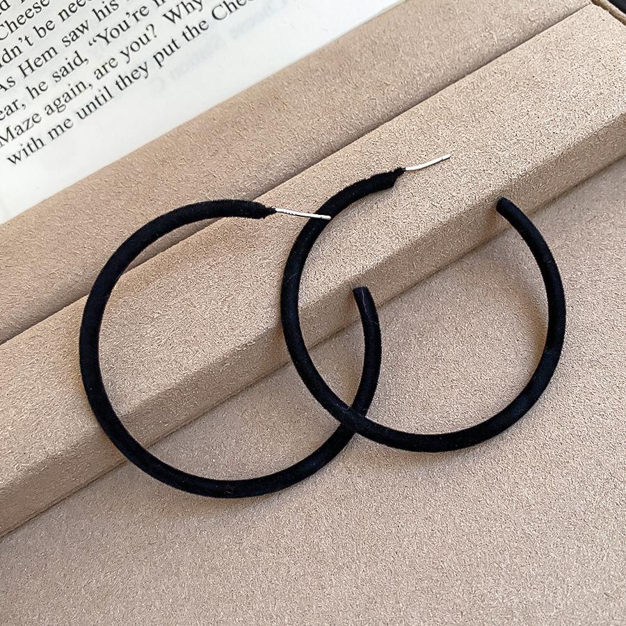 Серебряная Игла Осень и Зима Ретро Простые Бархатные Круглые Серьги Серьги Личность Характер Серьги Женские