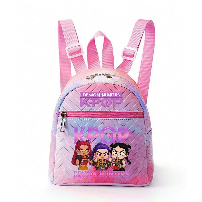 Kpop Synthetic Leather School Backpack for Girls Lightweight Candy Color Campus Bag