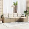 vidaXL 5-piece Garden Sofa Set with Cushions Beige Poly Rattan, vidaXL 2-seater Garden Sofa with Cushions 3345661