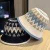 New Autumn and Winter Rhombus Knitted Fisherman Hat for Women Korean Style Warm Ear Basin Hat Fashionable and Versatile Face Showing Small Hat Trendy