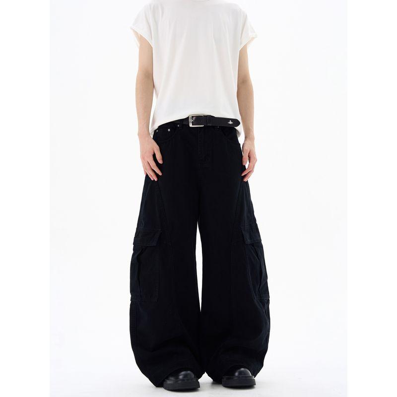 Kisko American High Street Deconstructed Design Multi-Pocket Cargo Pants Unisex High-End Wide-Leg Casual Scimitar Pants
