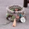 4PCS Bohemian Multi-Strand Beaded Bracelet Set with Fringe Tassel & Wing "I Love You" Charm - Women's Layered Jewelry Gift for Summer Fashion