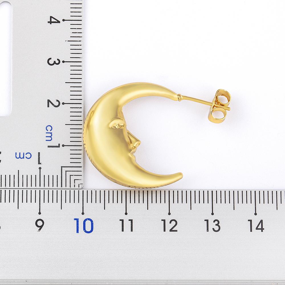 Nidin Ins Hot Sale Simple Fashion Versatile Cosmic Star Series Moon Shape Earrings Gold Plated Ear Jewelry Accessories Gifts