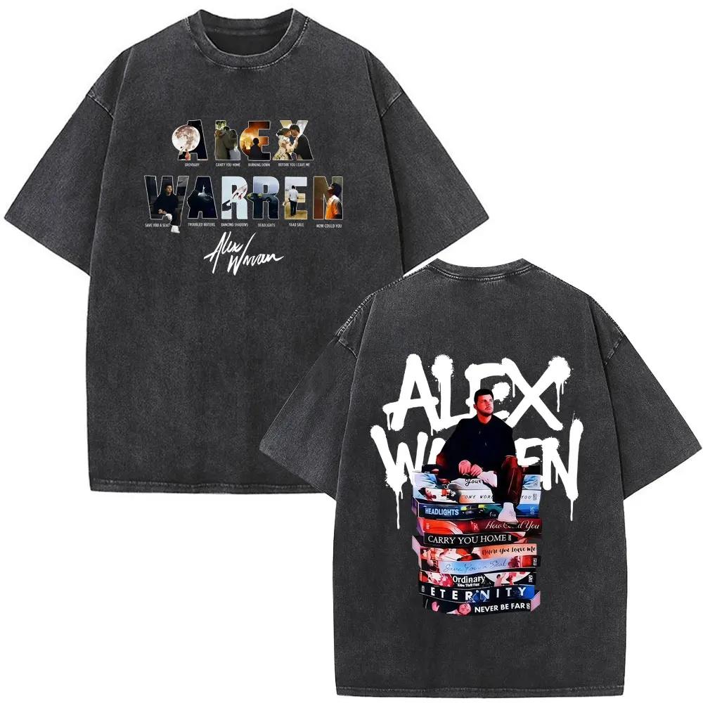 Singer Alex Warren 2026 Tour Print Vintage Washed Tees Men Women Fashion Hip-hop T-shirt Cotton Loose Casual Oversized T-shirts