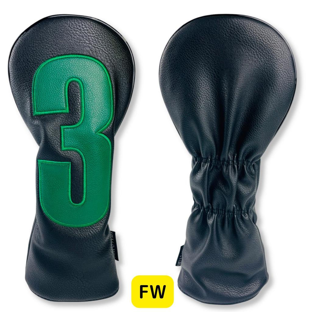 Stylish and cool golf headcover with large number Prevents with the correct club PU material design. mix-ups number. Waterproof, high-quality (Black,