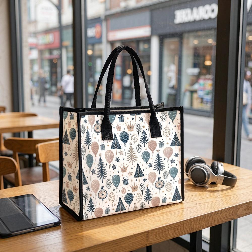 Winter Themed Tote Bag Fashion Casual Large Capacity Canvas Handbag for Daily Use