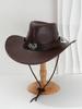 Men's and Women's French PU Leather Cowboy Hats, Unique Metal Scorpion Braided Rope Belt Accessories, Suitable for Competitive Activities