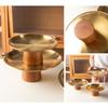 Stainless Steel High Foot Tray Wooden Base Fruit Display Plate New Dessert Plate  Home Decoration