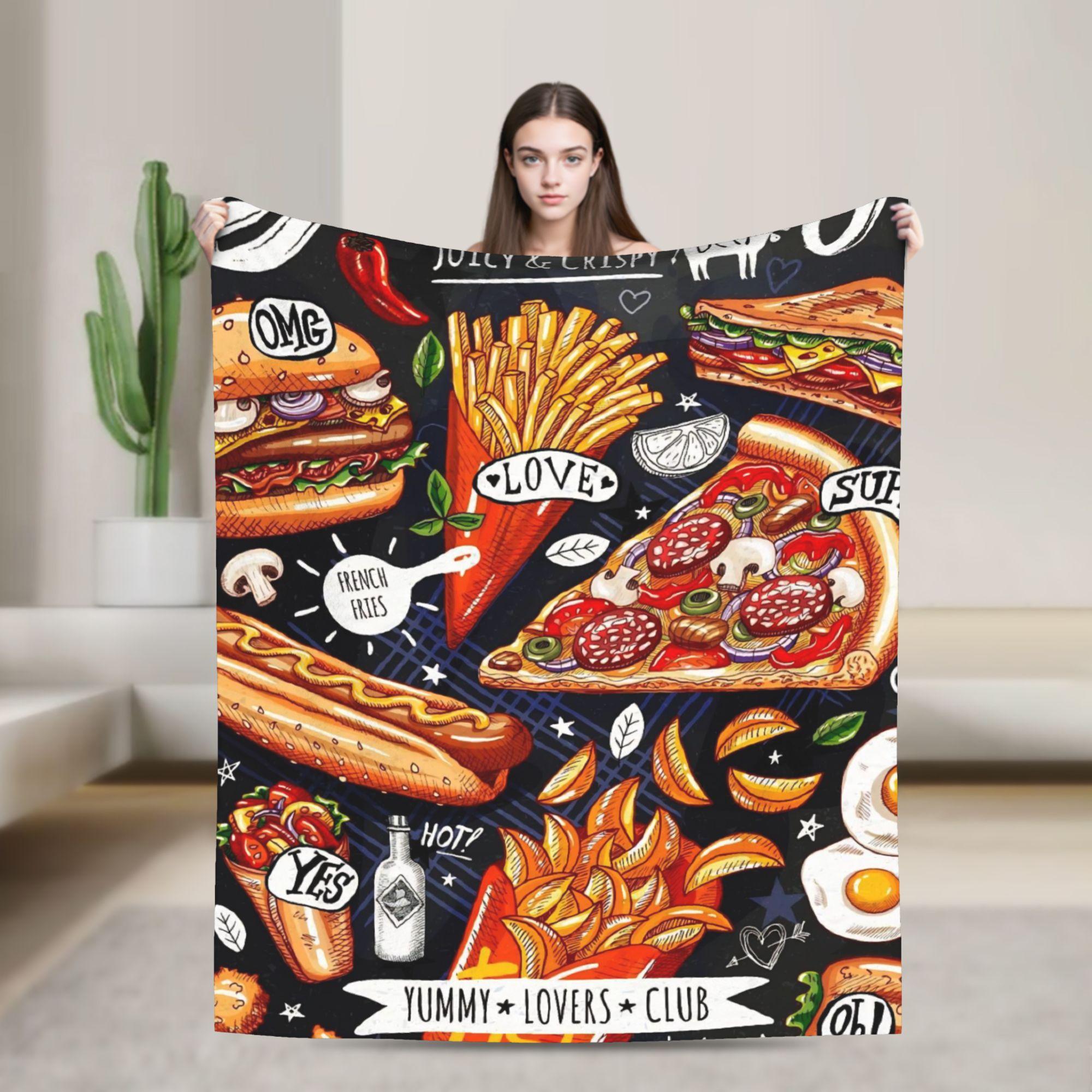 Poster Fast Food Mexican Nachos Burritos Blankets Snack Tacos Flannel Throw Blankets Travel Portable Lightweight Multi-function 150x200cm