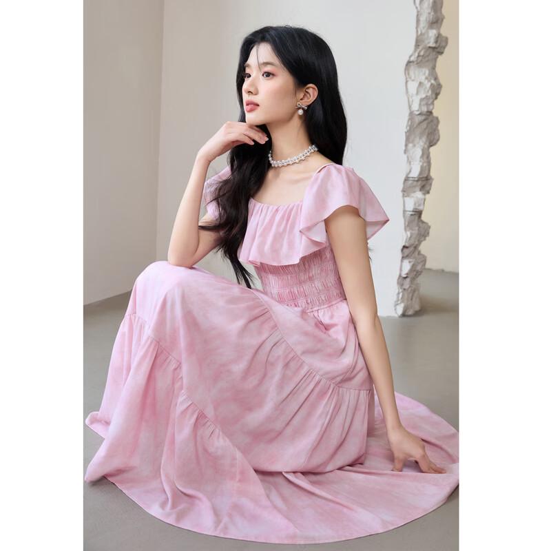 

Qiushui Yiren Ruffle High-Waist Sling Dress L