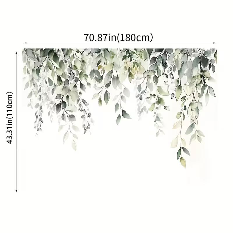 2D Watercolor Hanging Eucalyptus Leaves Backdrop Party Photo Background Cloth