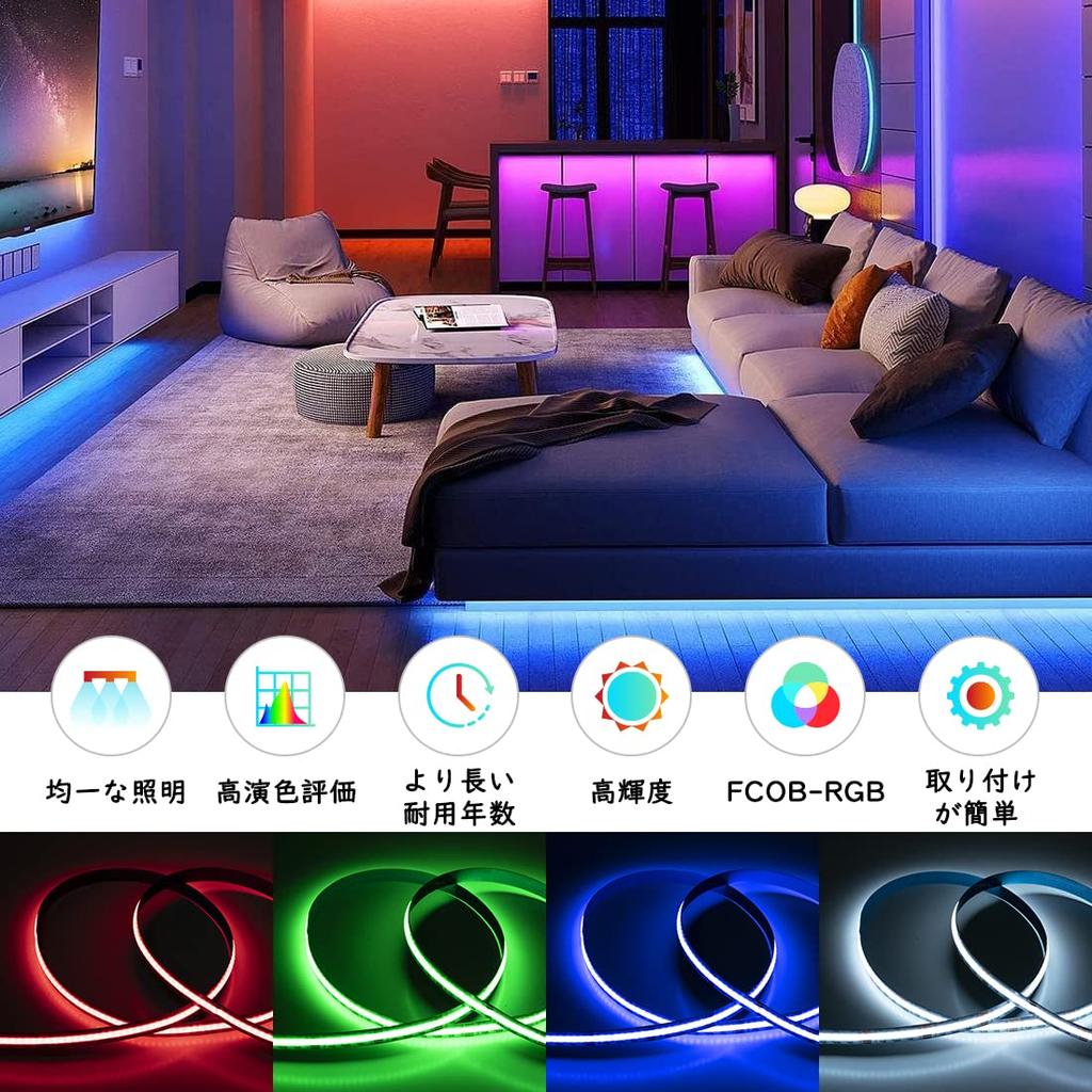 FCOB COB RGB LED Strip Flexible LED Strip 3M 576 10mm Color Energy Class No Controller or Power for Indoor Decor BTF-LIGHTING Light, High-Density