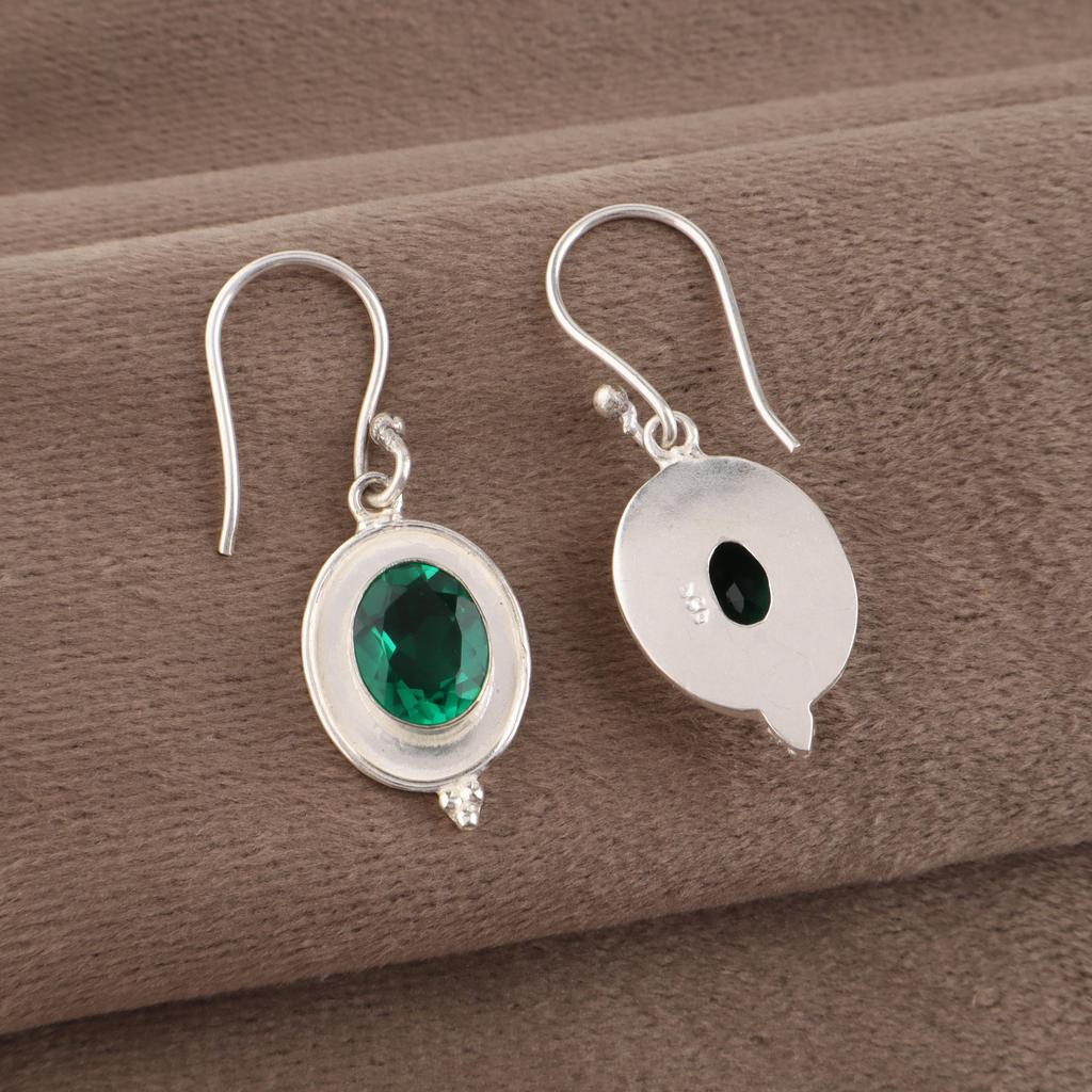 Green Emerald Gemstone Jewelry, 925 Sterling Silver Earrings, Handmade Dazzling Jewelry, Meditation Earrings Gift For Women