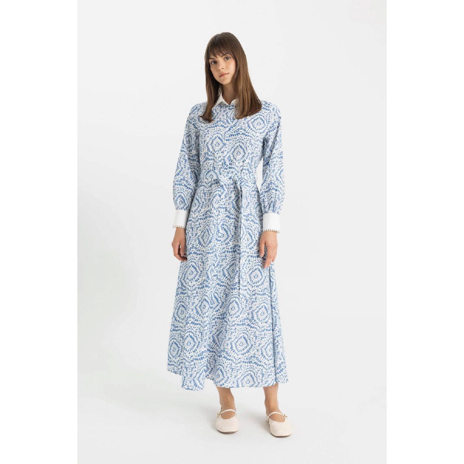 

Платье макси из поплина с длинными рукавами и рисунком C9719ax24hs