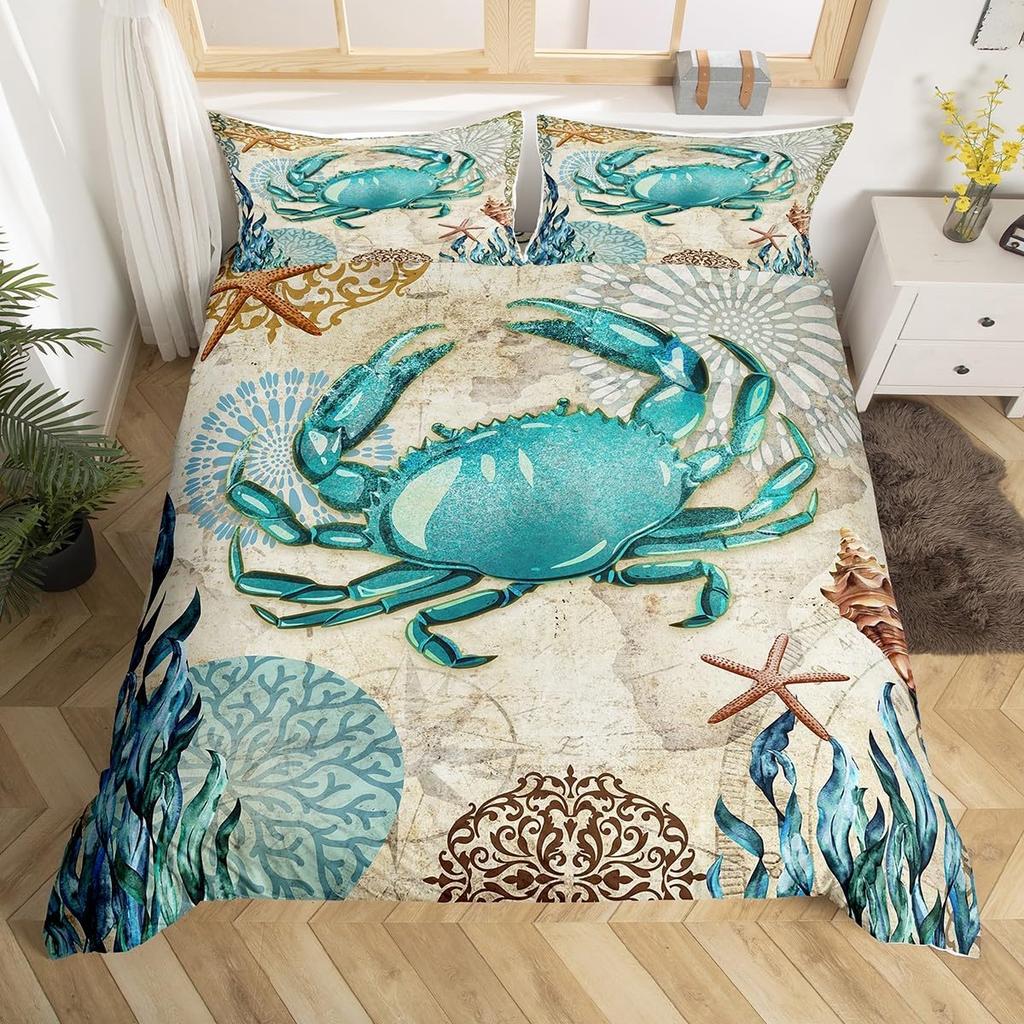 Kids Sea Turtle Duvet Cover Set Queen King Size Ocean Bedding Set Boys Girls Teens Women Men Bedroom Decor 3 Piece Set