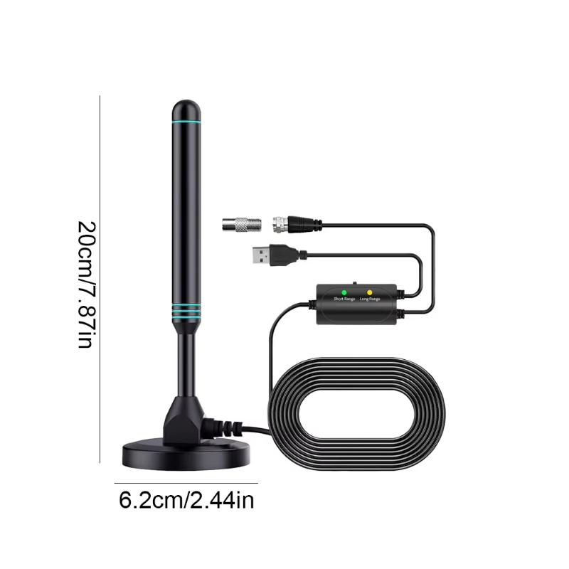 HD TV Antenna 4K 1080P Support 480 Miles Strong Signal Range Magnetic Base VHF UHF DVB T2 for Indoor Outdoor