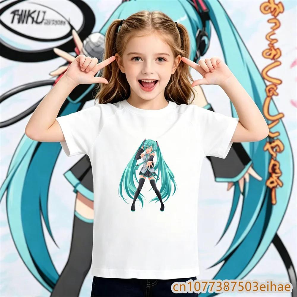 Boys Girls Daily Sportswear 2026 Summer Hatsune Miku Y2K Retro Printed Short Sleeve TShirt Loose Breathable Unisex Fashion Tee