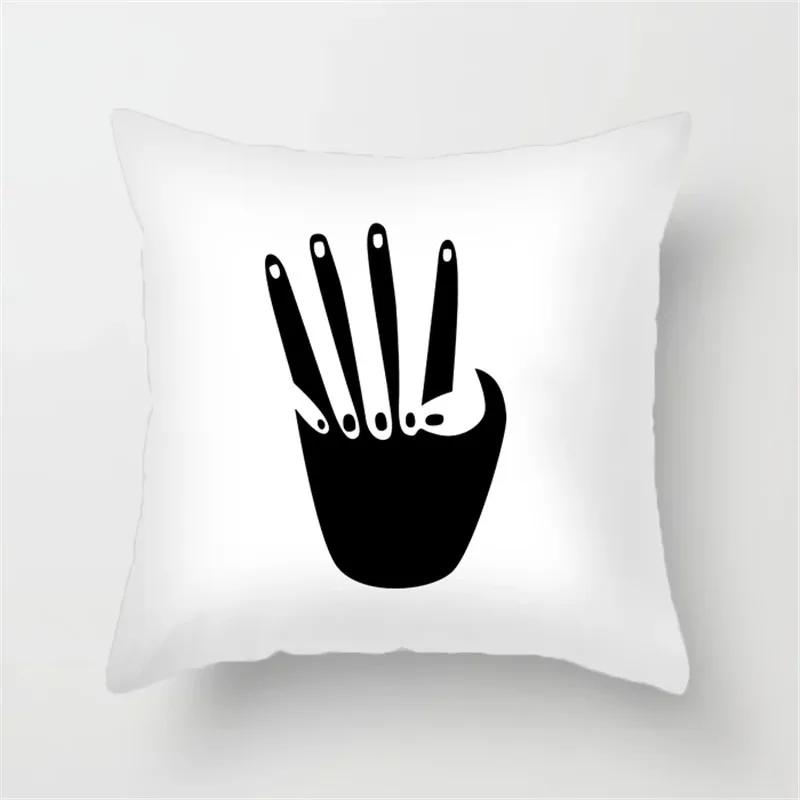 Office Sofa Car Cushion Cover Cartoon Black and White Simple Line Printing Luxury Home Decoration Pillow Cover