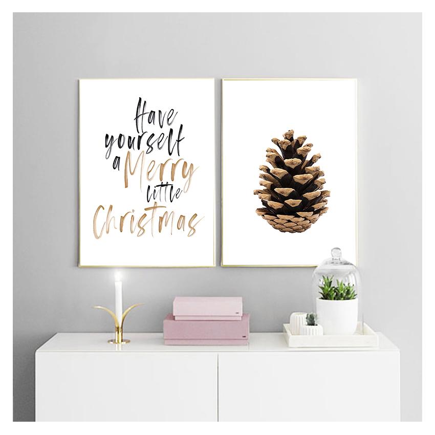 Moose Paintings Pinecone Picture Scandinavian Wall Art Canvas Painting Living Room Decoration Christmas Home Decor Poster Winter