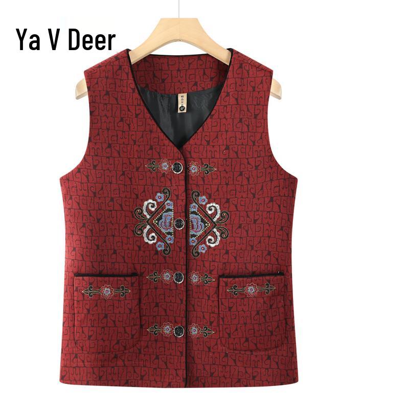 Elderly Women's Plus Size Spring Autumn V-Neck Vest