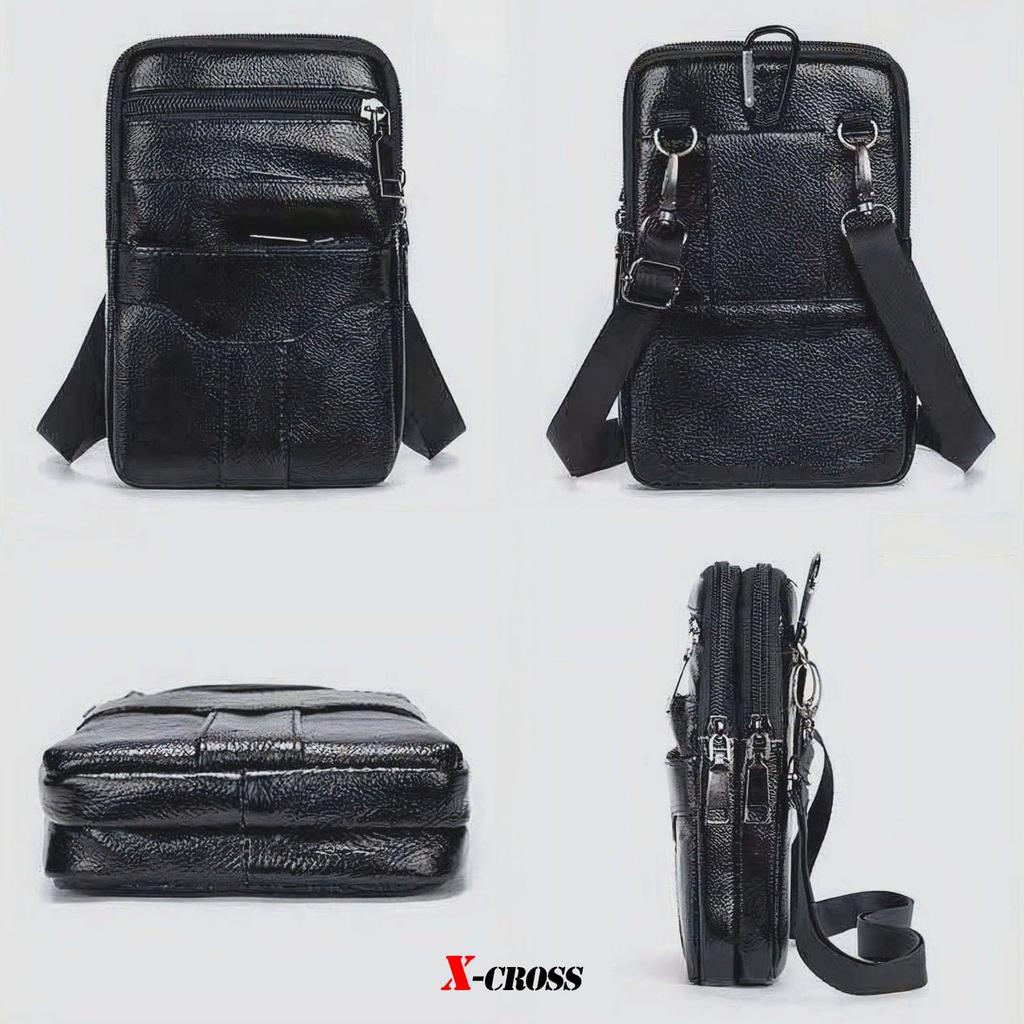 Faux Leather Shoulder Bag for Outdoor Crossbody Shoulder Adjustable Phone Vertical Korean Zippered Everyday Use X-cross Men's Smartphones, Use, Bag,