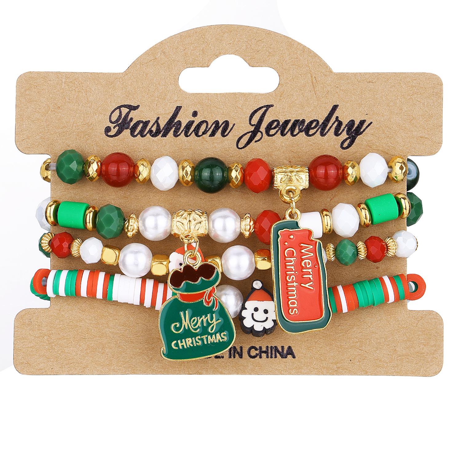 

Праздничный акриловый браслет из бусин на Рождество для женщин