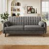 Modern 2-Seater Sofa In Chenille with Thick Seat Cushion, Tufted Backrest, 2 Armrest Cushions; Solid Wood Legs, Easy To Assemble, Light Grey