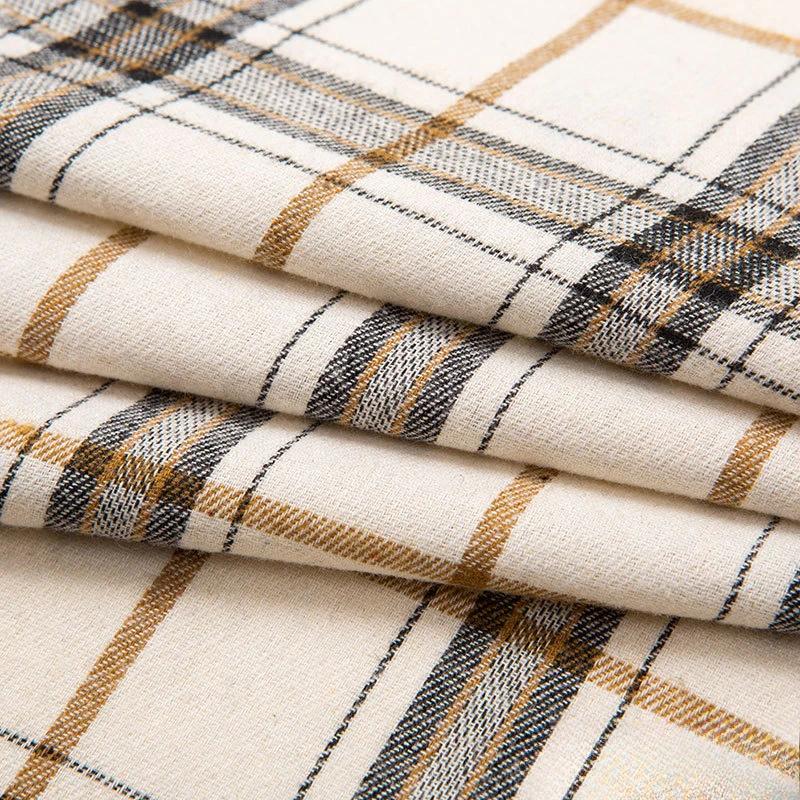 100x145cm Cotton Autumn/winter Cartoon Floral Tweed Flannel Plaid Shirt Fabric Fine Frosted Soft Cloth Yarn-dyed Garment Fabric