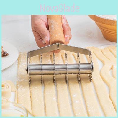 Stainless Steel Pizza Cutter With Wooden Handle Six Wheel For Home Cooking And Gift Use