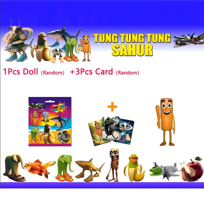 1Pc Italian Brainrot Blind Bag Toys Mystery Box tung tung tung Sahur 1Pc doll &3Pcs Card Sets Funny Model Kids Blind Pouch Gifts