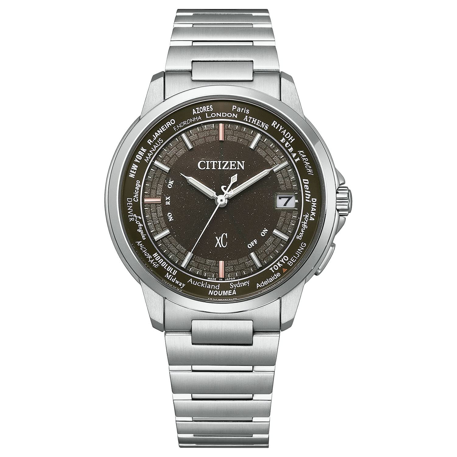 

Радіогодинник Cross Sea, водонепроникна обмежена пара, коричневий срібний [Citizen] Eco-Drive CB1020-62H для чоловіків срібний