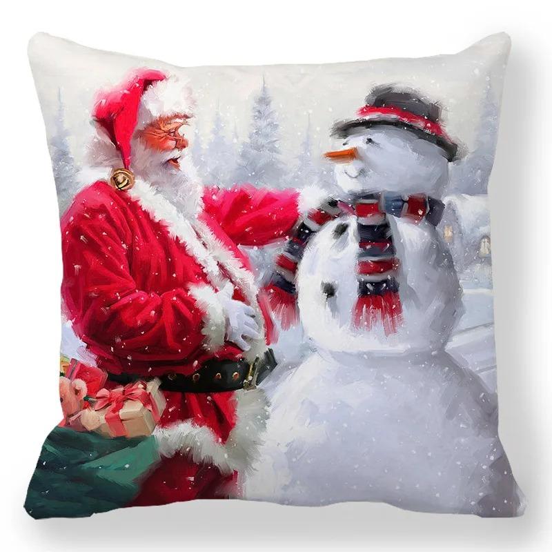 Christmas Themed Pillowcases Car Accessories Office Santa Claus Living Room Sofa Home Pillowcases