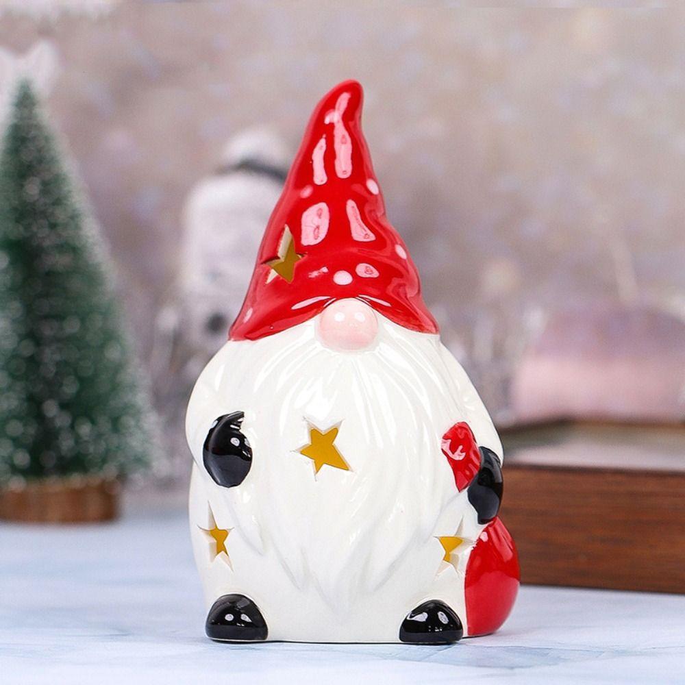 Crafts Ceramic Christmas Night Light Cute Creative Atmosphere Light Handmade Artificial Christmas Snowman Statue Gift