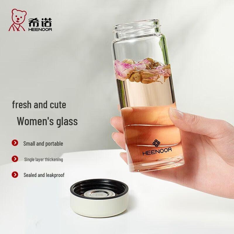 Heenoor Portable Single-Layer Glass Tea Cup for Women