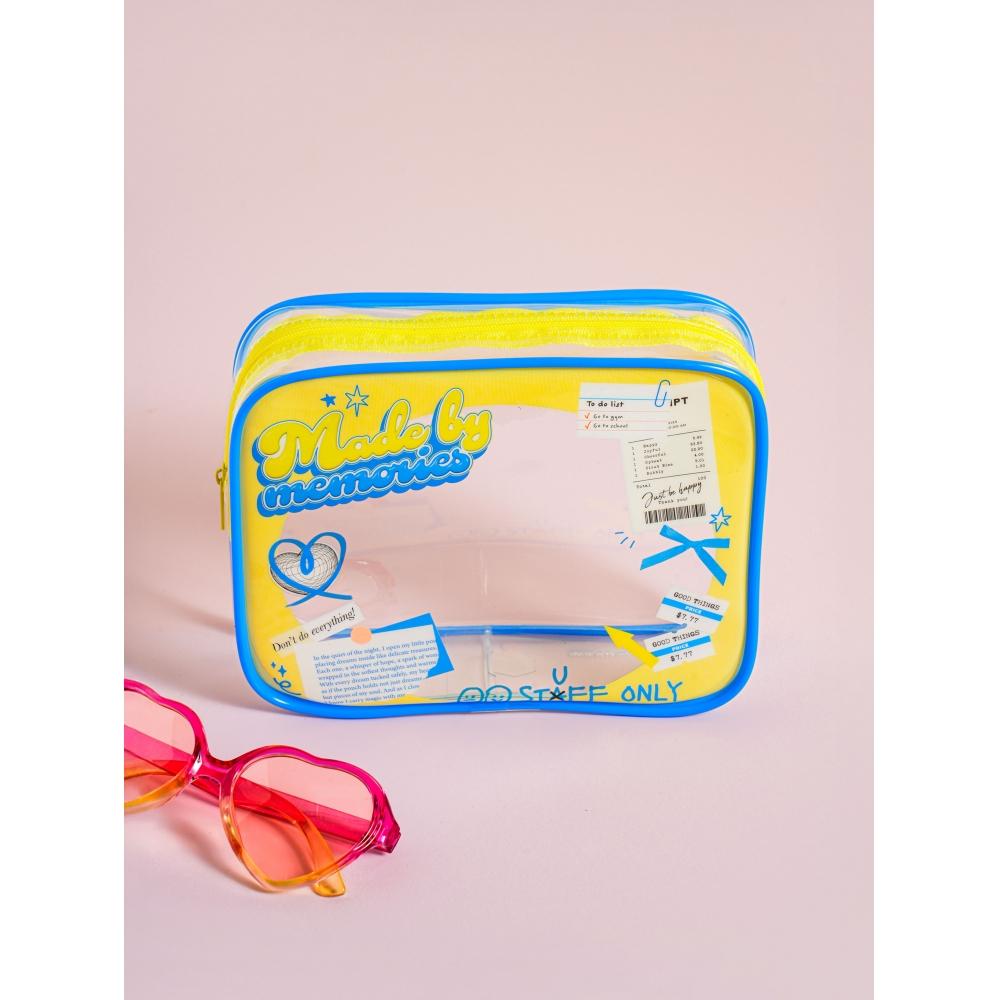 

Прозрачный квадратный мешочек Daiso Scrapbook Design, синий