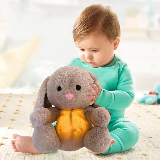 Bebek Nefes Alan Tavşan Peluş Oyuncak Sakinleştirici Müzikli Hafif Müzikli Tavşan Peluş Doldurulmuş Hayvan Sakinleştirici Bebek Emzik Yenidoğan Bebek Erkek Kız Hediye