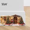 Festive Window Decals Christmas Snow House Wall Sticker, Removable Self-Adhesive Party Scene Decal, PVC Waterproof Decorative Decal for Holiday